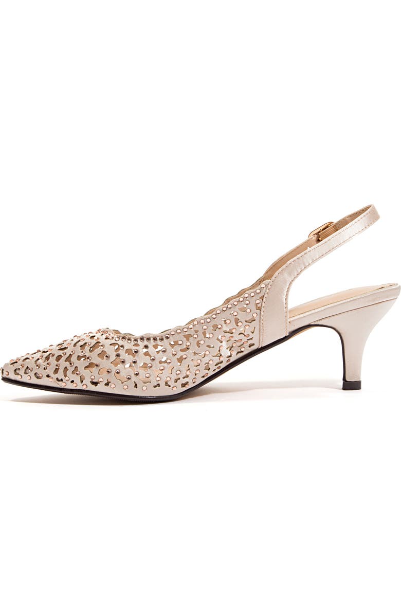 LADY COUTURE Rhinestone Laser Cut Slingback Pump, Alternate, color, Champagne
