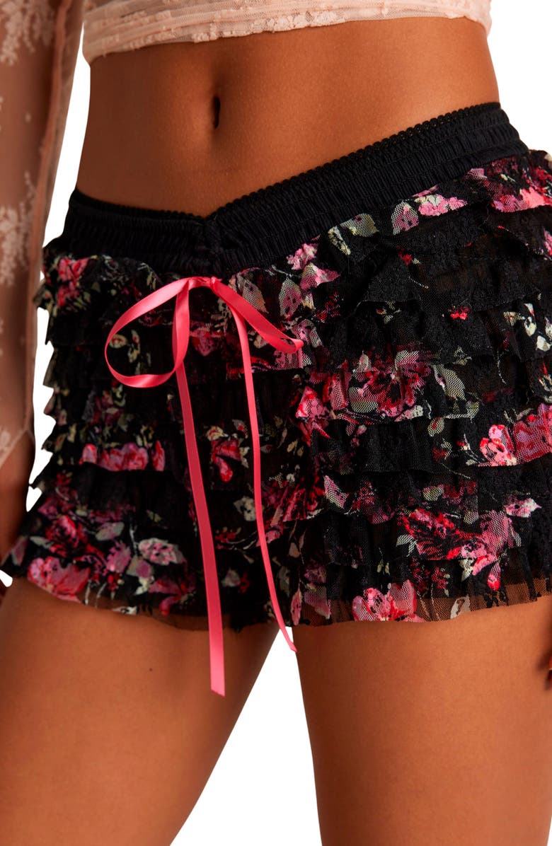 Free People Feeling For Lace Boxer Shorts, Alternate, color, Black Combo