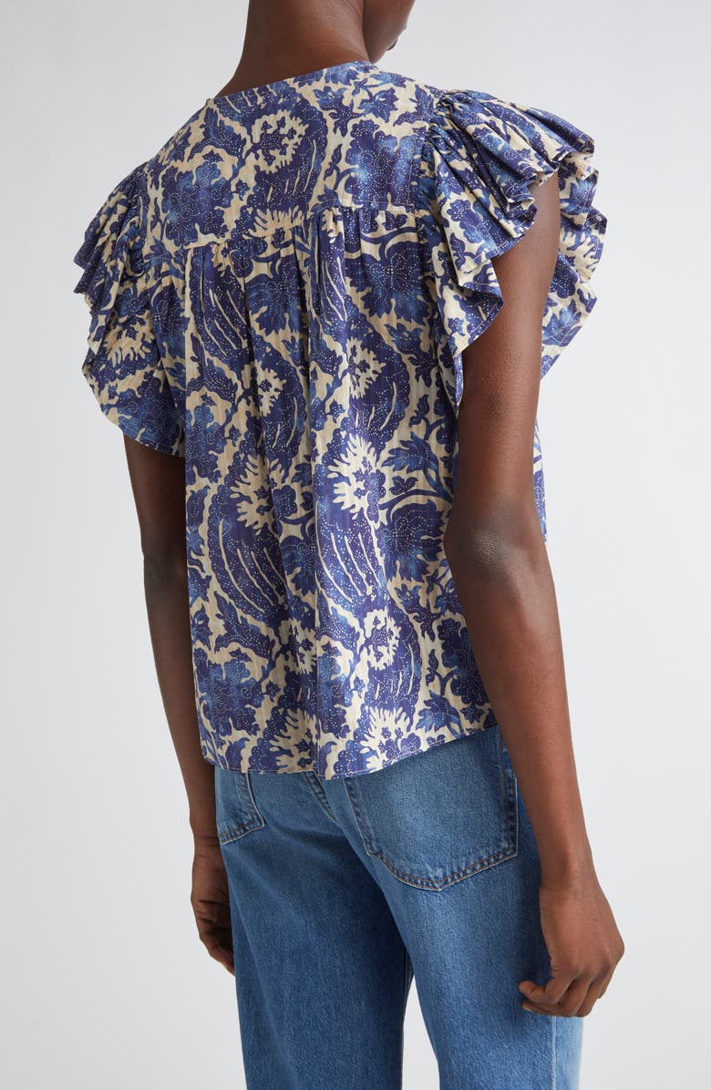 Ulla Johnson Sienna Flutter Sleeve Top, Alternate, color, Ocean