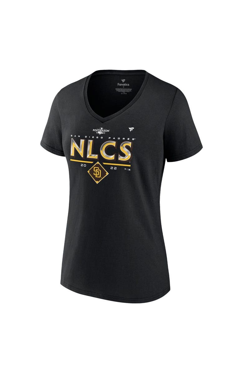 FANATICS Women's Fanatics Branded Black San Diego Padres 2022 Division Series Winner Locker Room V-Neck T-Shirt, Alternate, color, 