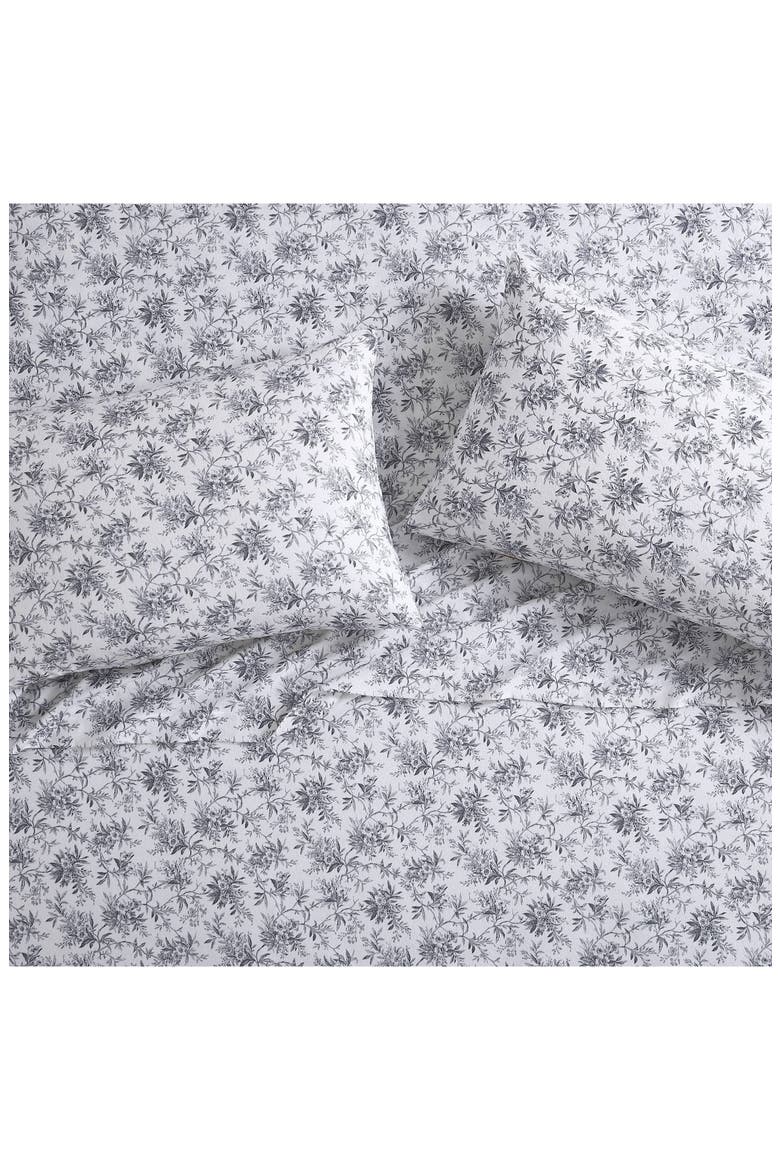Faye Toile Cotton Flannel Sheet Set, Alternate, color, BLACK