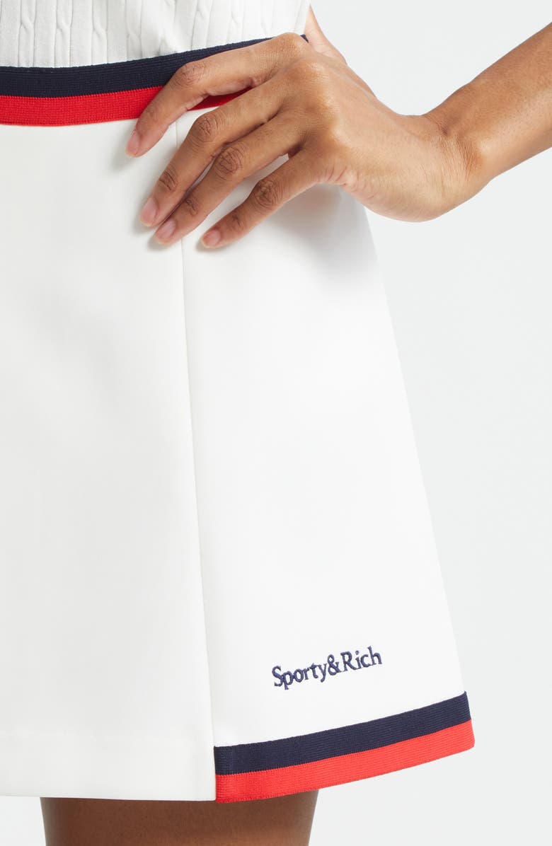 Sporty & Rich Mila Logo Detail Miniskirt, Alternate, color, White/ Navy/ Fire Red
