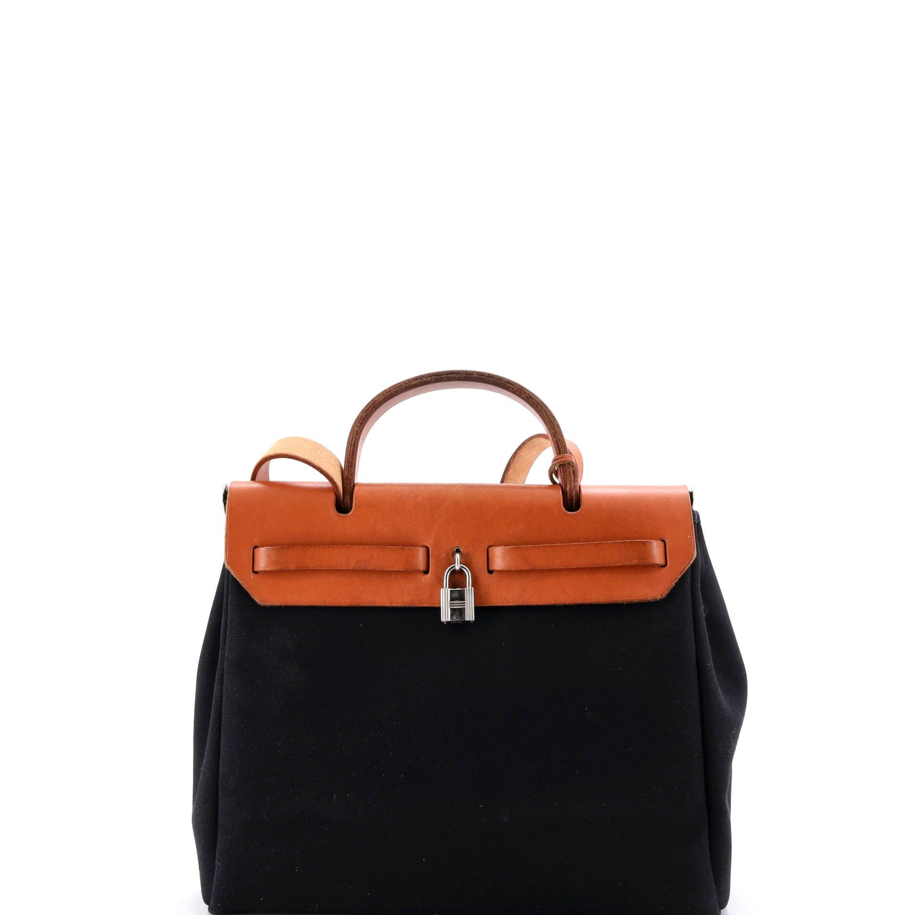 Pre-Owned Hermes Herbag Toile and Leather PM, Alternate, color, Noir