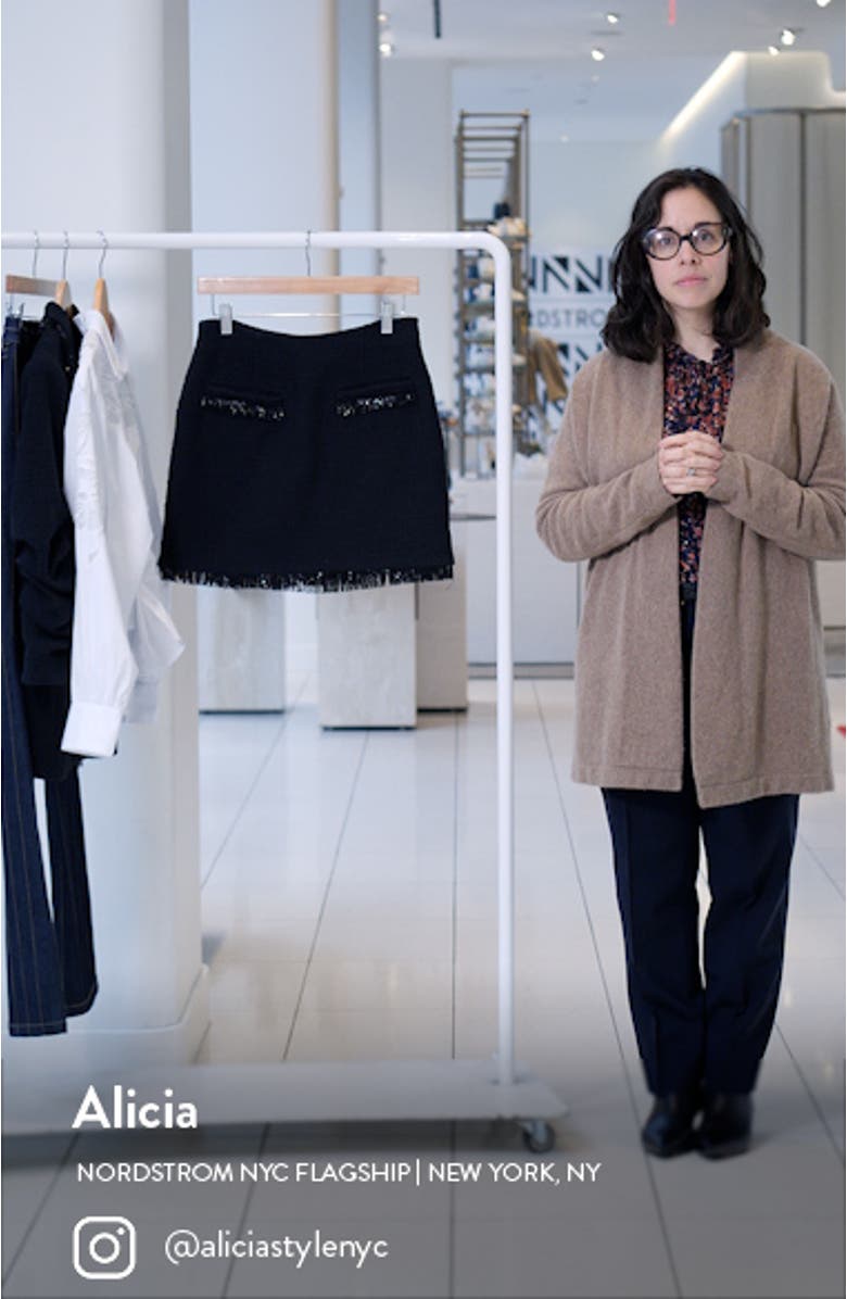 Kimmie Crystal Fringe Cotton Tweed Miniskirt, sales video thumbnail