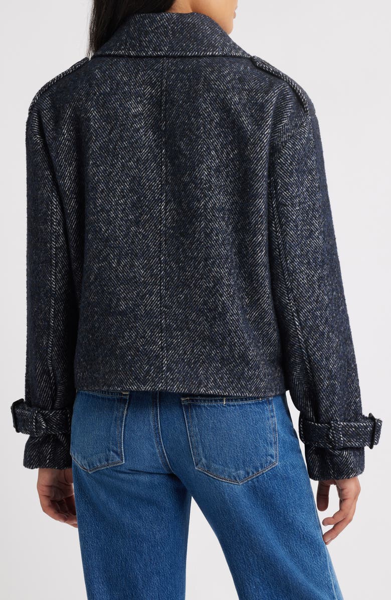 BCBGMAXAZRIA Short Trench Peacoat, Alternate, color, Navy Herring