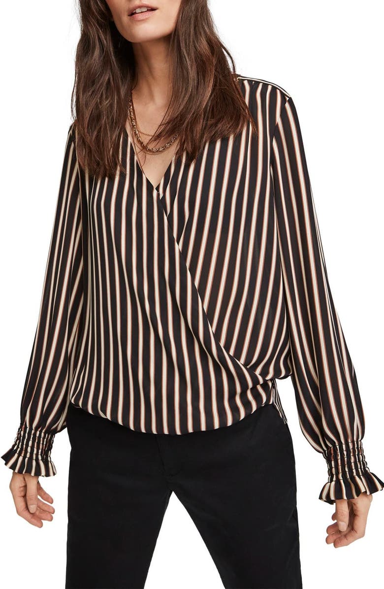 Scotch & Soda Wrap Front Long Sleeve Blouse, Main, color, 