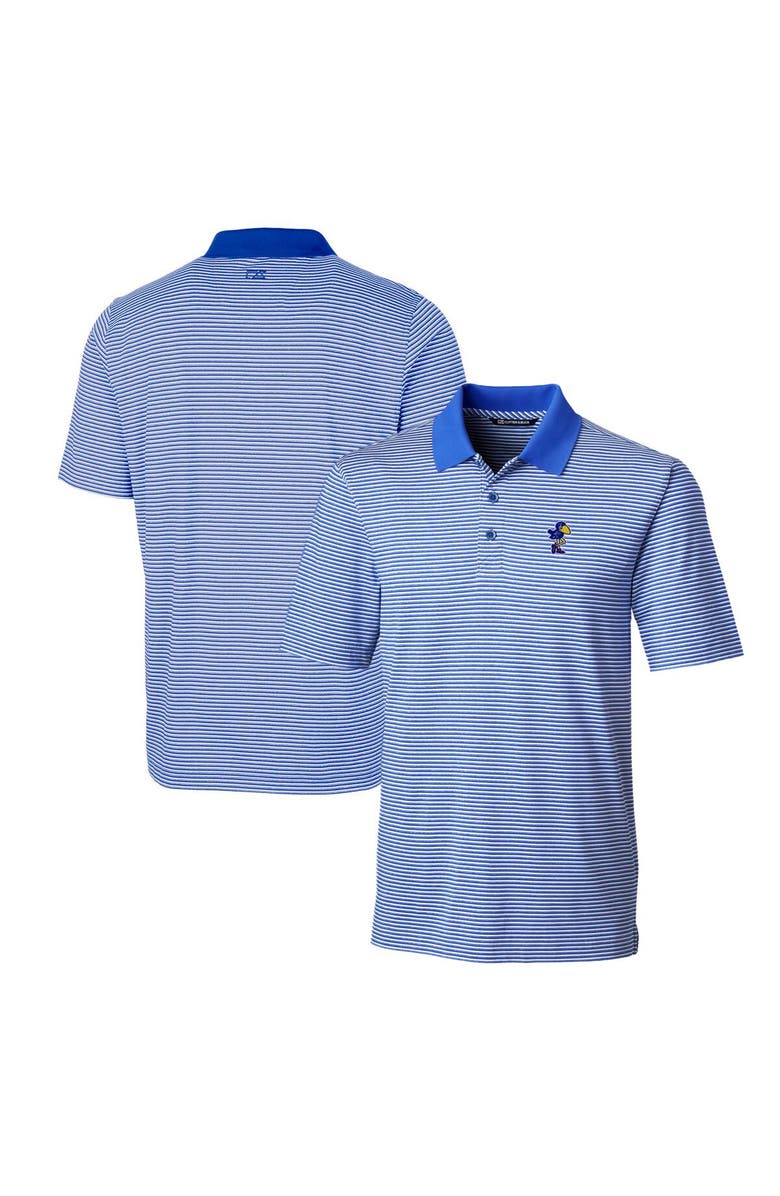 Cutter & Buck Men's Cutter & Buck Blue Kansas Jayhawks Forge Tonal Stripe Stretch Polo, Alternate, color, 