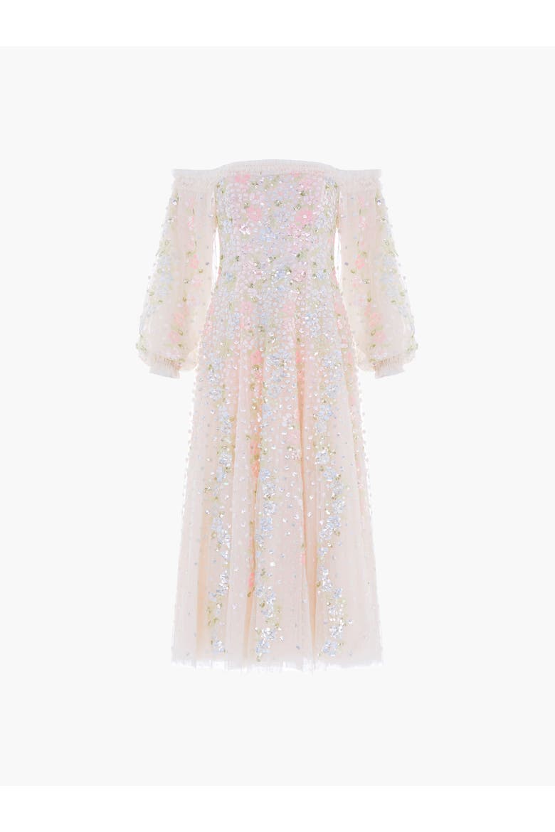 Confetti Gloss Off-Shoulder Dress, Alternate, color, Cream/Bright