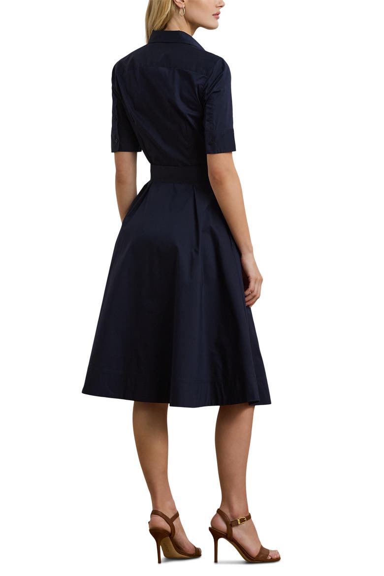 Cotton Blend Shirtdress, Alternate, color, LAUREN NAV