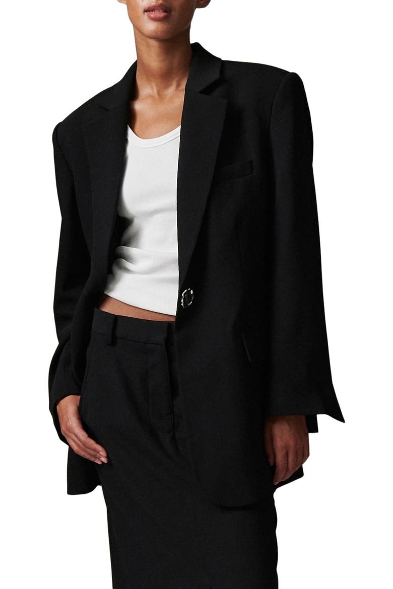 Eltona Sculpted Longline Blazer, Alternate, color, Black