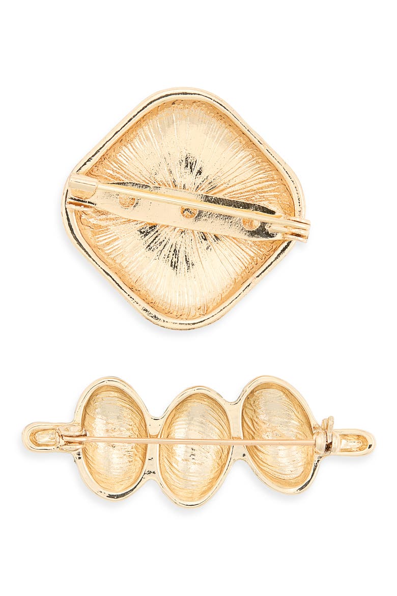 Stone and Olive Brooch Set, Alternate, color, GOLD