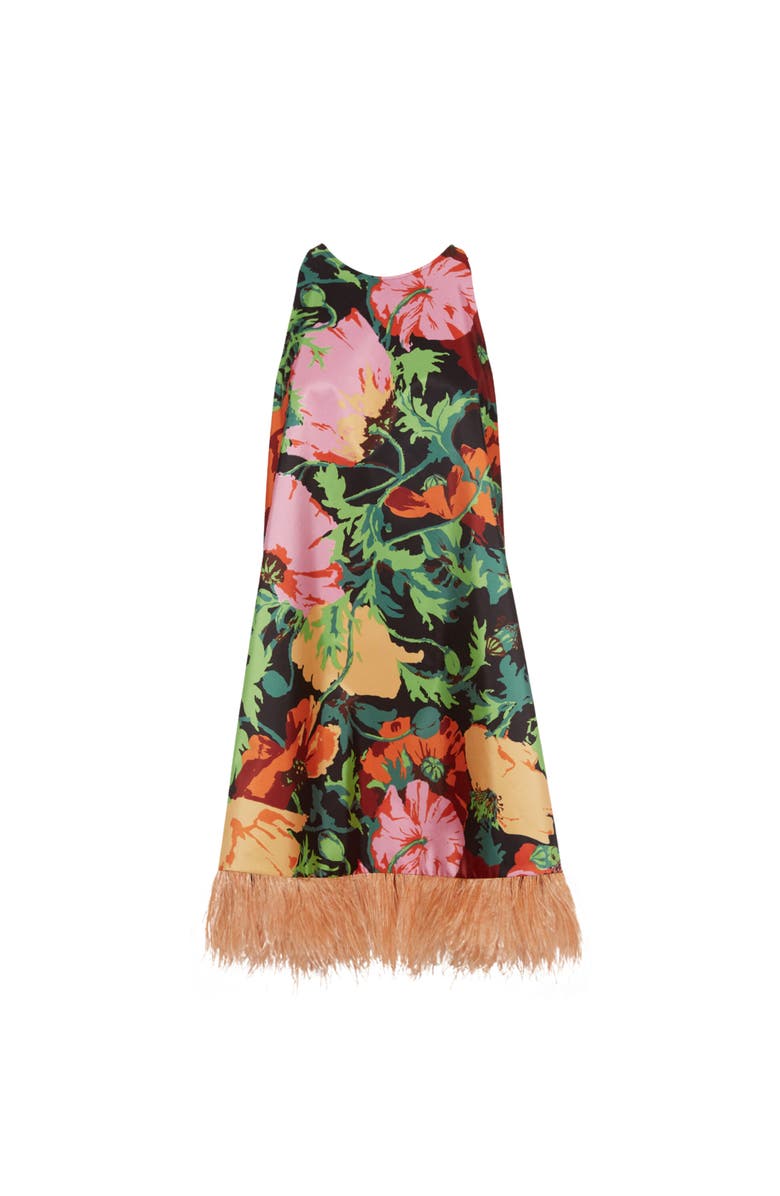 La DoubleJ La Fenice Mini Dress With Feathers Wonderland Black, Alternate, color, 