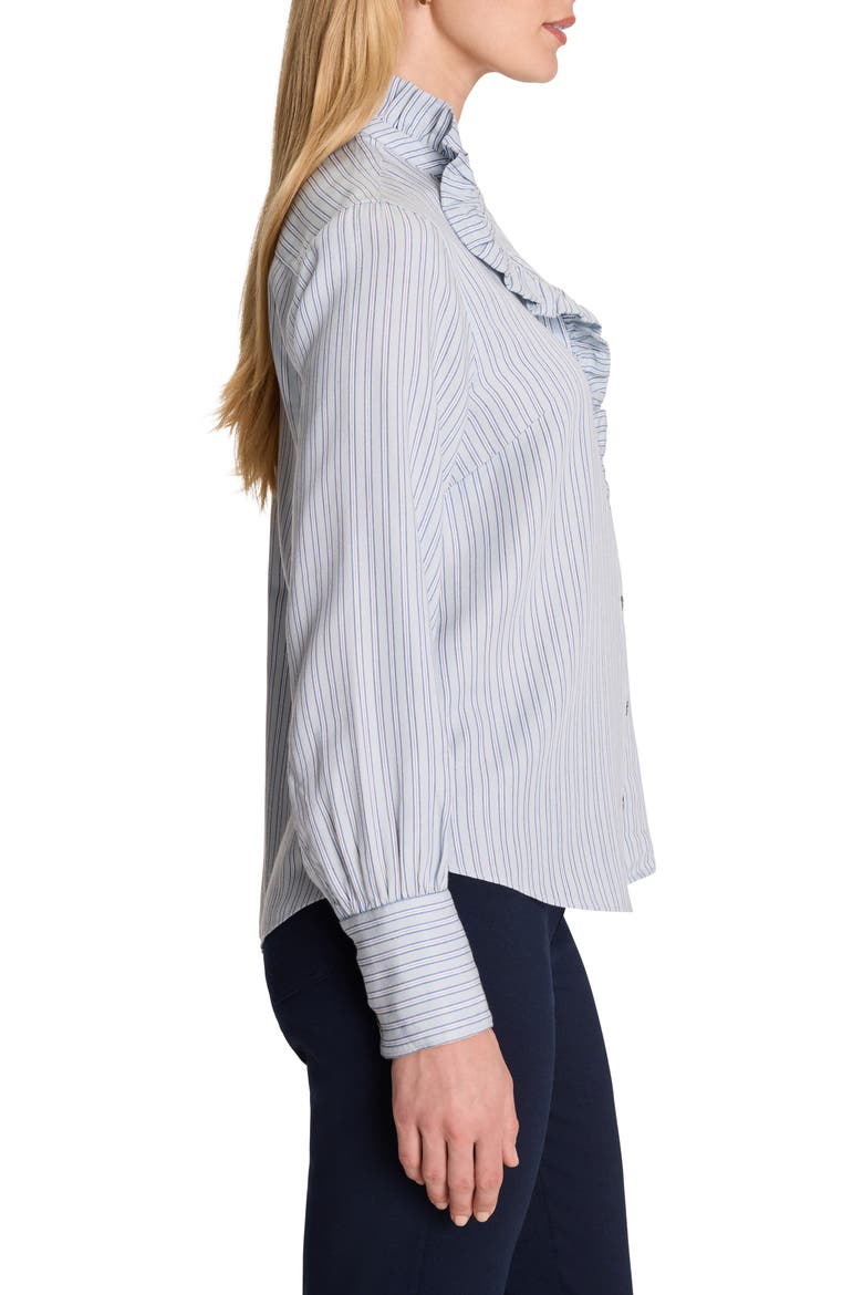 Ruffle Neck Stripe Shirt, Alternate, color, BLUE MULTI