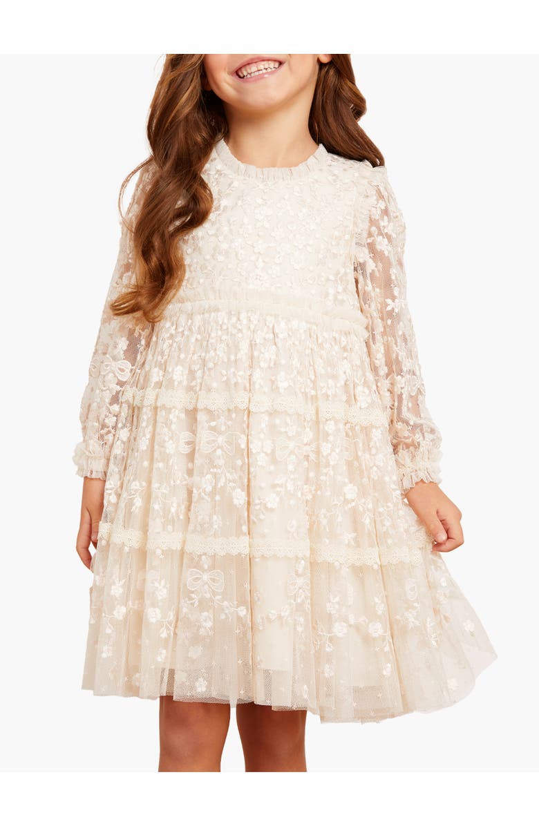 Needle & Thread Celestia Ribbon Kids Dress, Main, color, Champagne