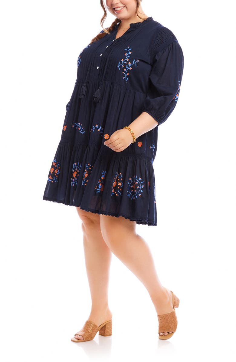 Karen Kane Embroidered Circle Trim Dress, Alternate, color,