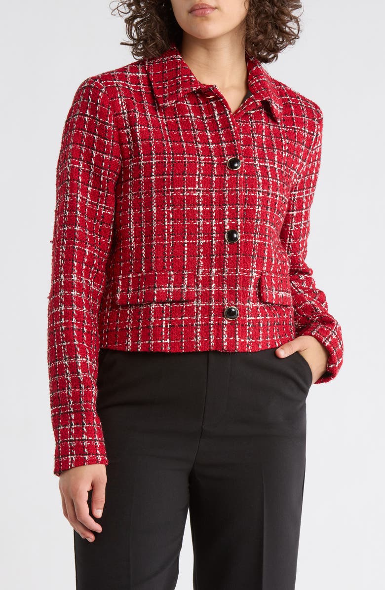 Amanda & Chelsea Ladylike Tweed Jacket, Main, color, Red