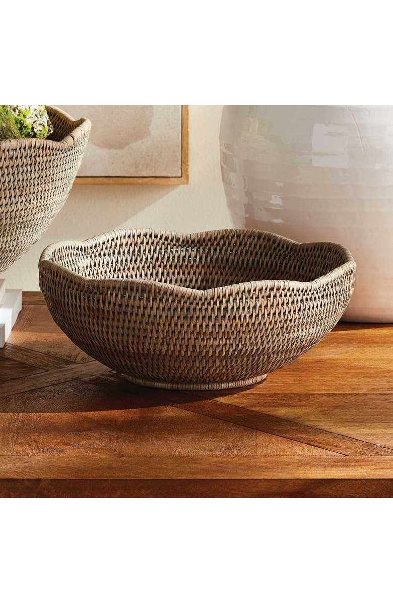 Napa Home & Garden Burma Rattan Scalloped Edge Bowl, Alternate, color, Grey