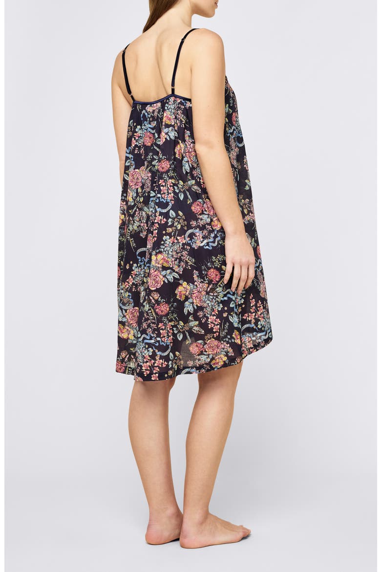 Layla Floral Cotton Nightgown, Alternate, color, NAVY