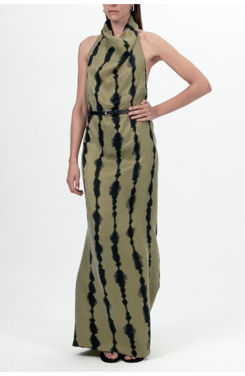 Nocturne Belt Detailed Printed Maxi Dress, Main, color,