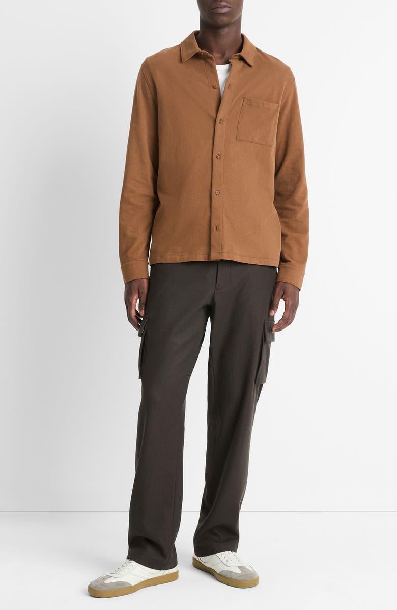 Vince Sueded Knit Button-Up Shirt, Alternate, color, 