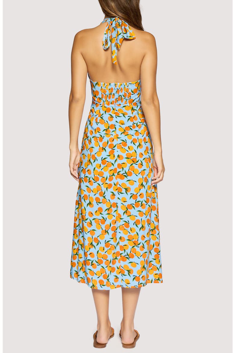 Citrus Soirée Halter Neck Dress, Alternate, color, BLUE ORANGE