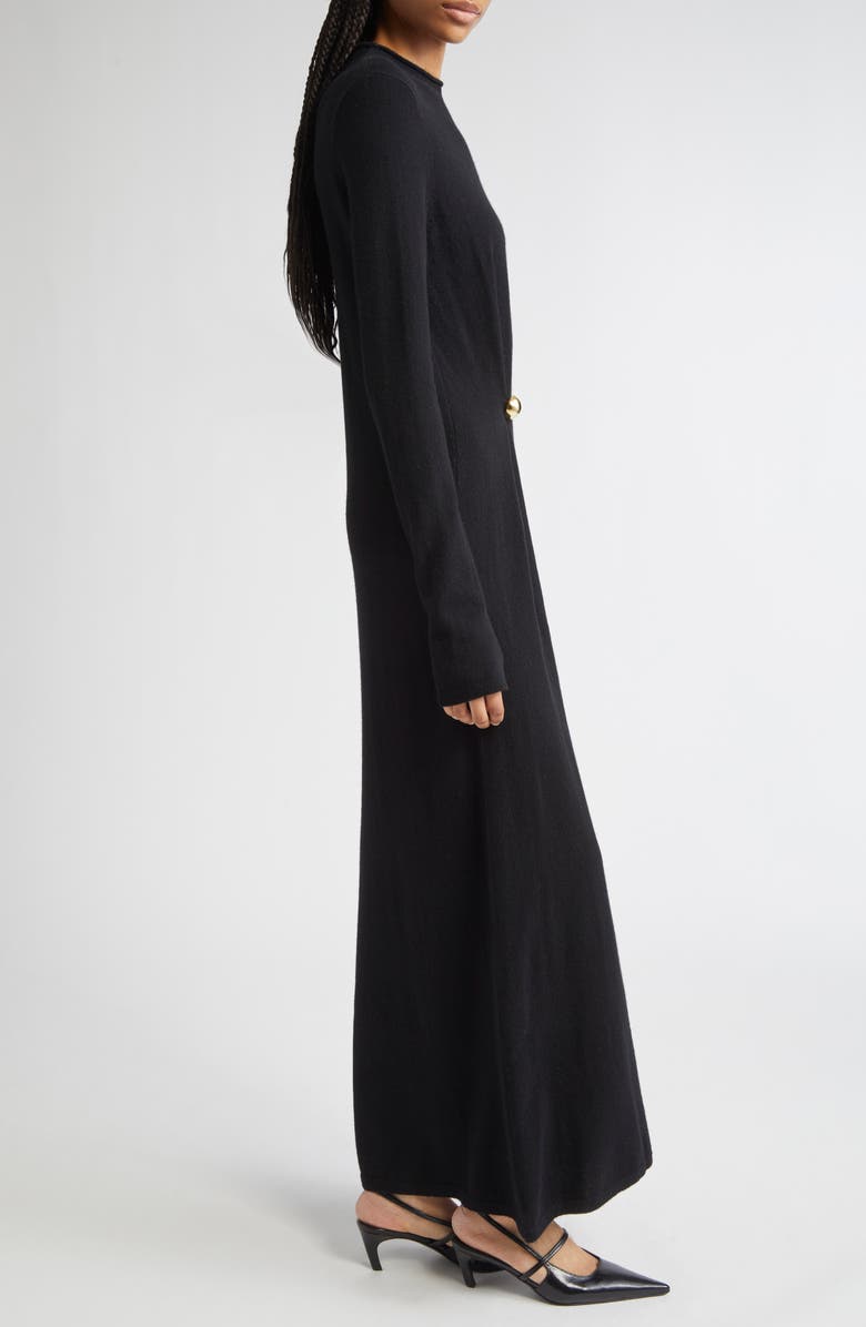 LOULOU DE SAISON Lucero Draped Long Sleeve Wool & Cashmere Sweater Dress, Alternate, color, Black