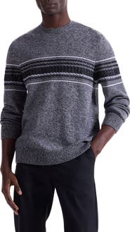 Bugatchi Chest Stripe Merino Wool Sweater