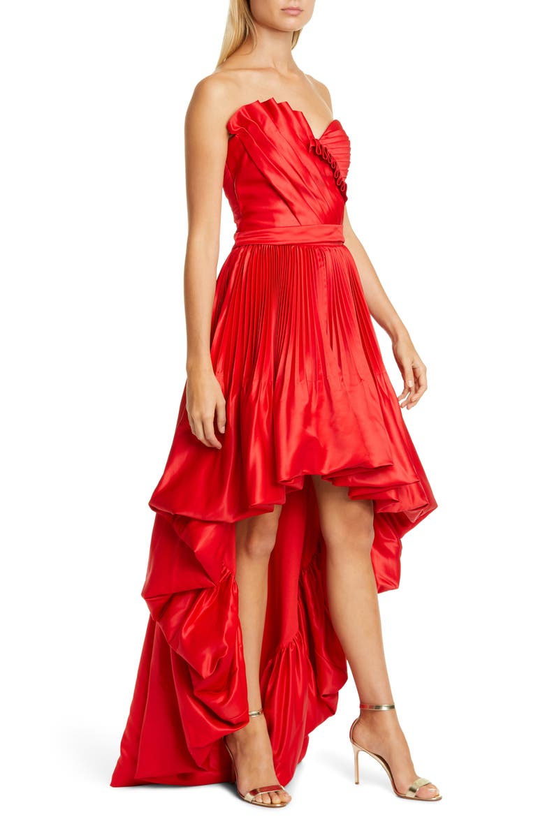 Sabinas High/Low Satin Skirt, Main, color, RED