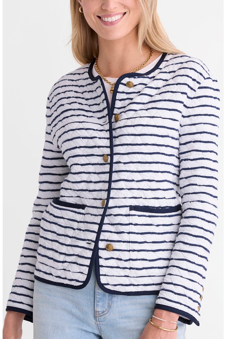 Stripe Quilted Jacket, Alternate, color, STRIPE NAUTICAL NAVY