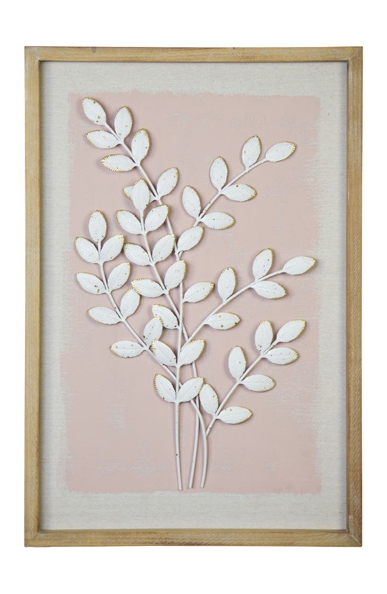 STRATTON HOME DECOR Framed Pink Leaf Wall Art, Main, color,