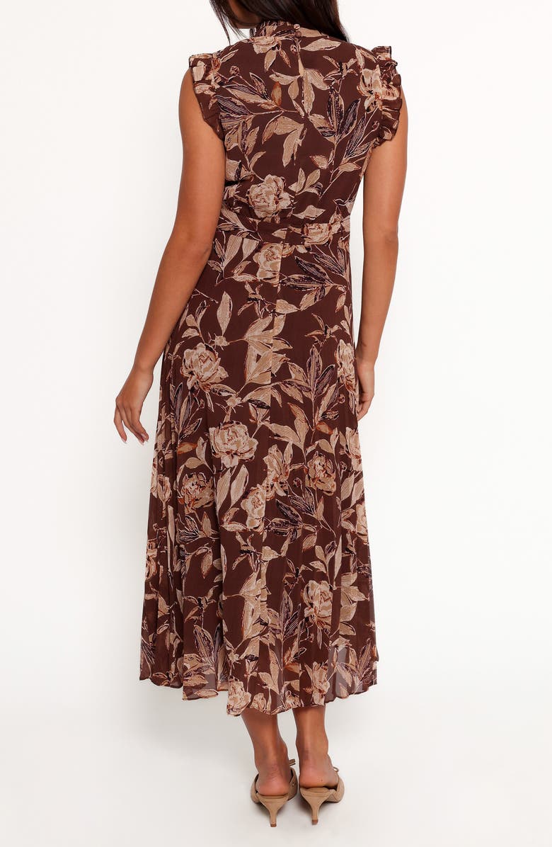 Petal & Pup Delphine Pleated Sleeveless Maxi Dress, Alternate, color, Brown Floral
