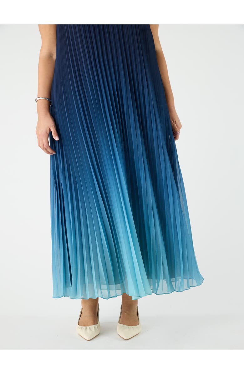 Live Unlimited Ombre Pleated V-Neck Dress, Alternate, color, Blue