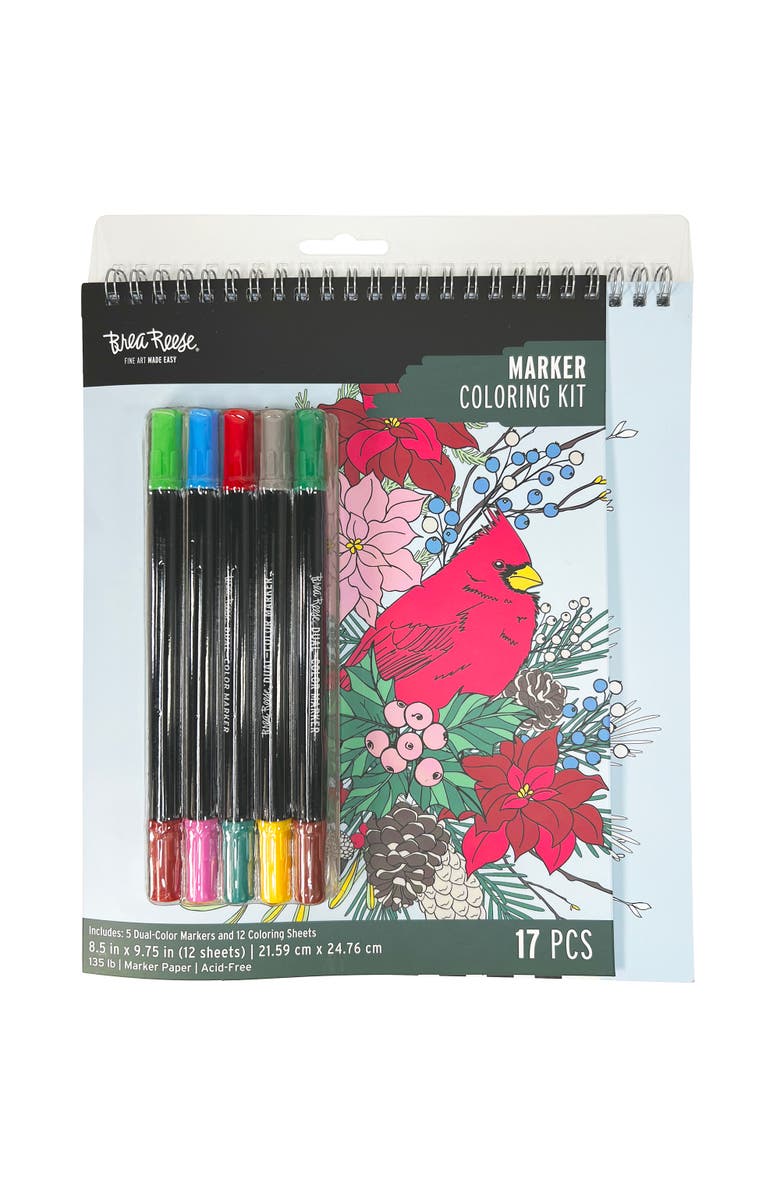 Brea Reese Marker Coloring Kit, Cardinal, 5 Dual Sided Markers, Adult Craft, Main, color, Multicolored