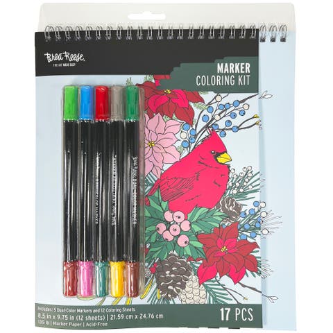 Marker Coloring Kit, Cardinal, 5 Dual Sided Markers, Adult Craft