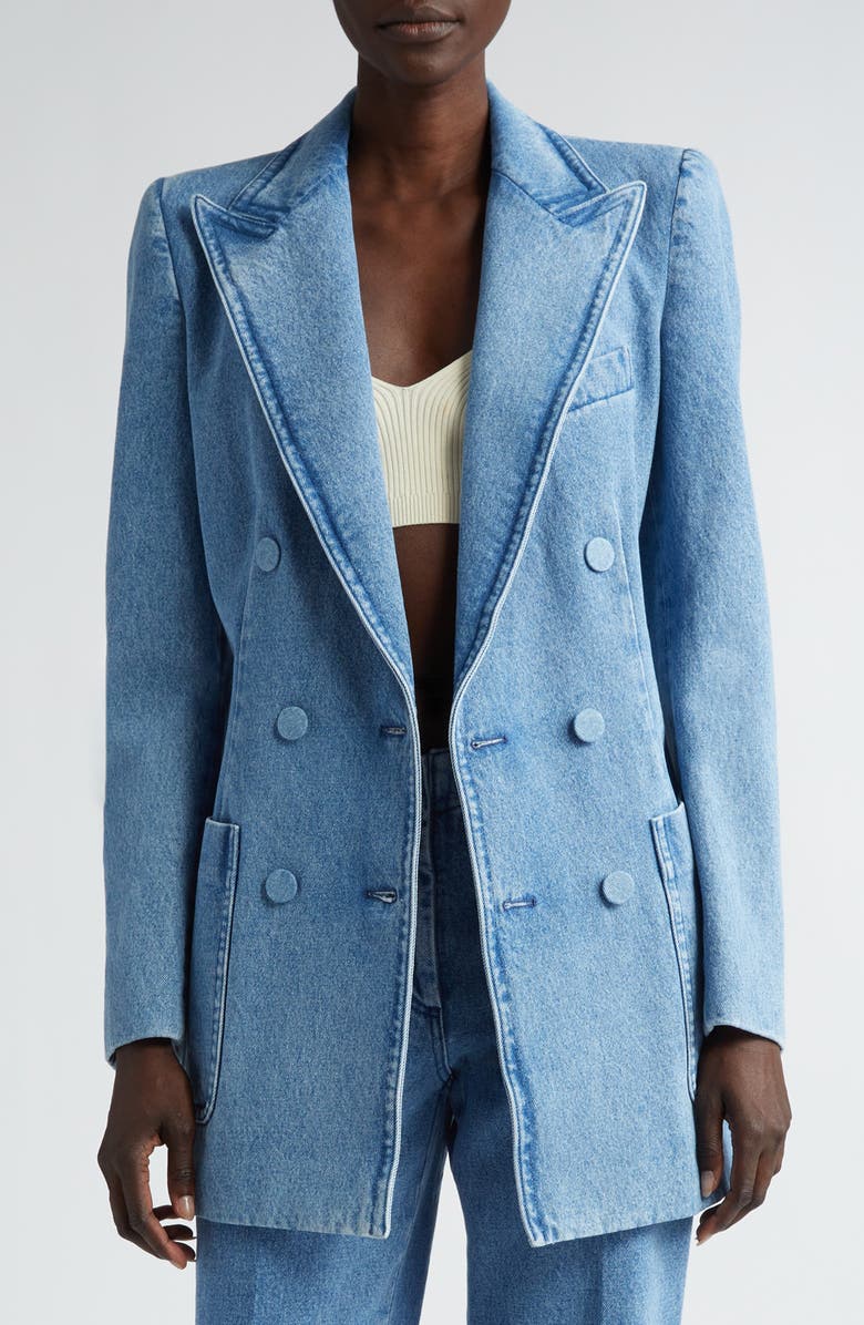 Dries Van Noten Bymee Double Breasted Denim Blazer, Main, color, 