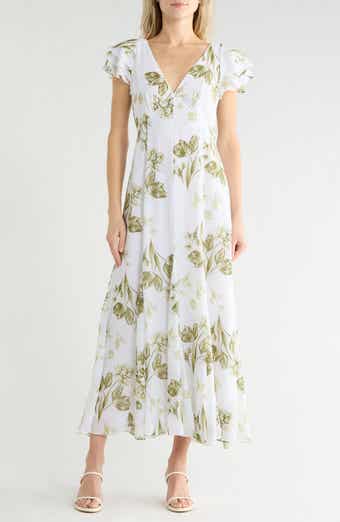 1.STATE Flutter Sleeve Godet Dress