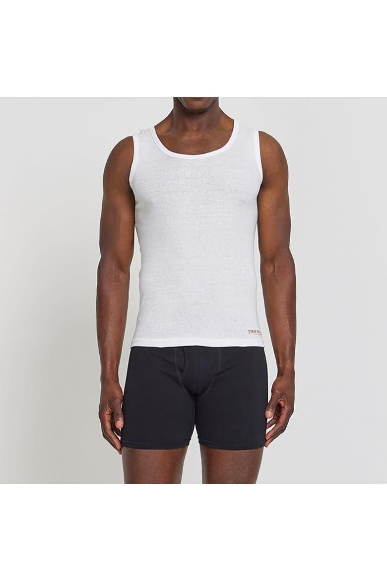 Ribbed Cotton Tank Top Pack of 5, Alternate, color, White/Grey/Black