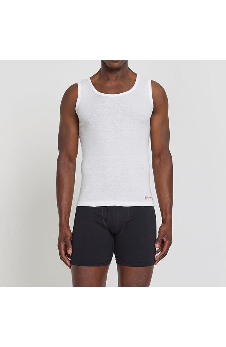 True Religion Ribbed Cotton Tank Top Pack of 5, Alternate, color, White/Grey/Black