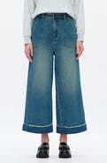 Bayeas High Waist Cuffed Raw Hem Wide Leg Jeans