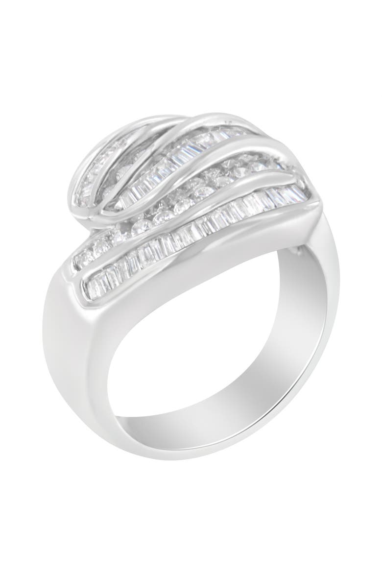 14KT White Gold 1.0 cttw Diamond Bypass Band Ring, Alternate, color, White