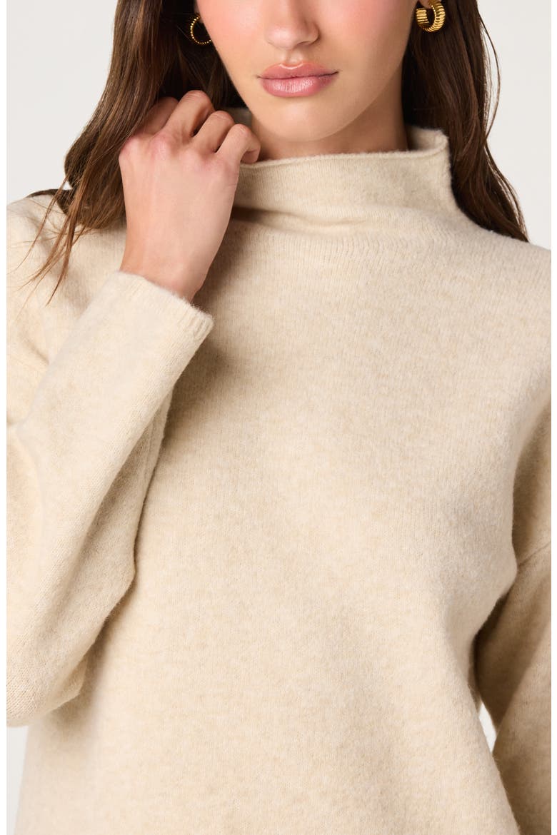 Marjolaine Mock Neck Eyelet Hem Sweater, Alternate, color, CREAM