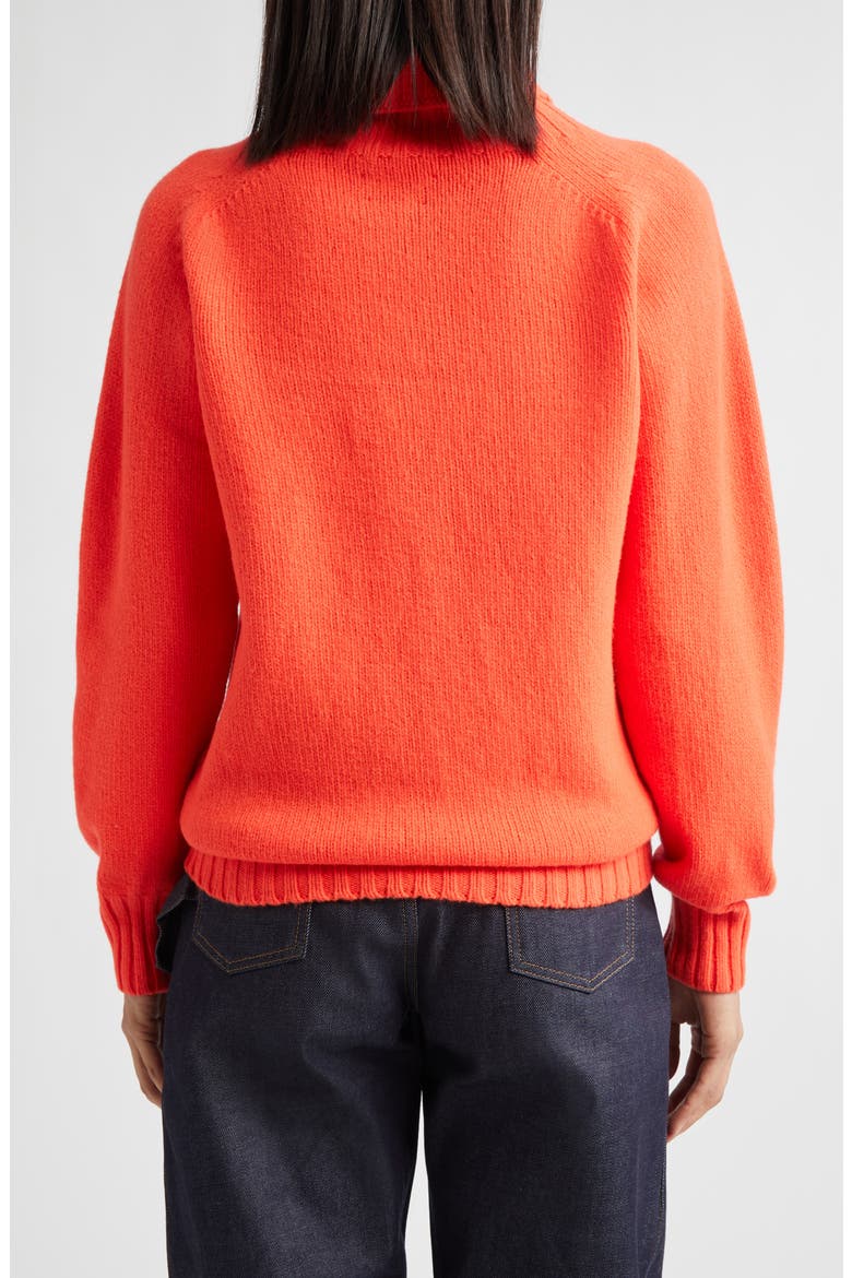 Logo Embroidered Wool Turtleneck Sweater, Alternate, color, NEON ORANGE