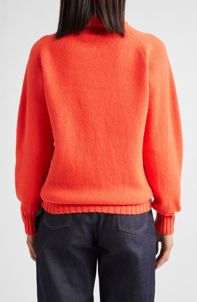 JW Anderson Logo Embroidered Wool Turtleneck Sweater, Alternate, color, Neon Orange