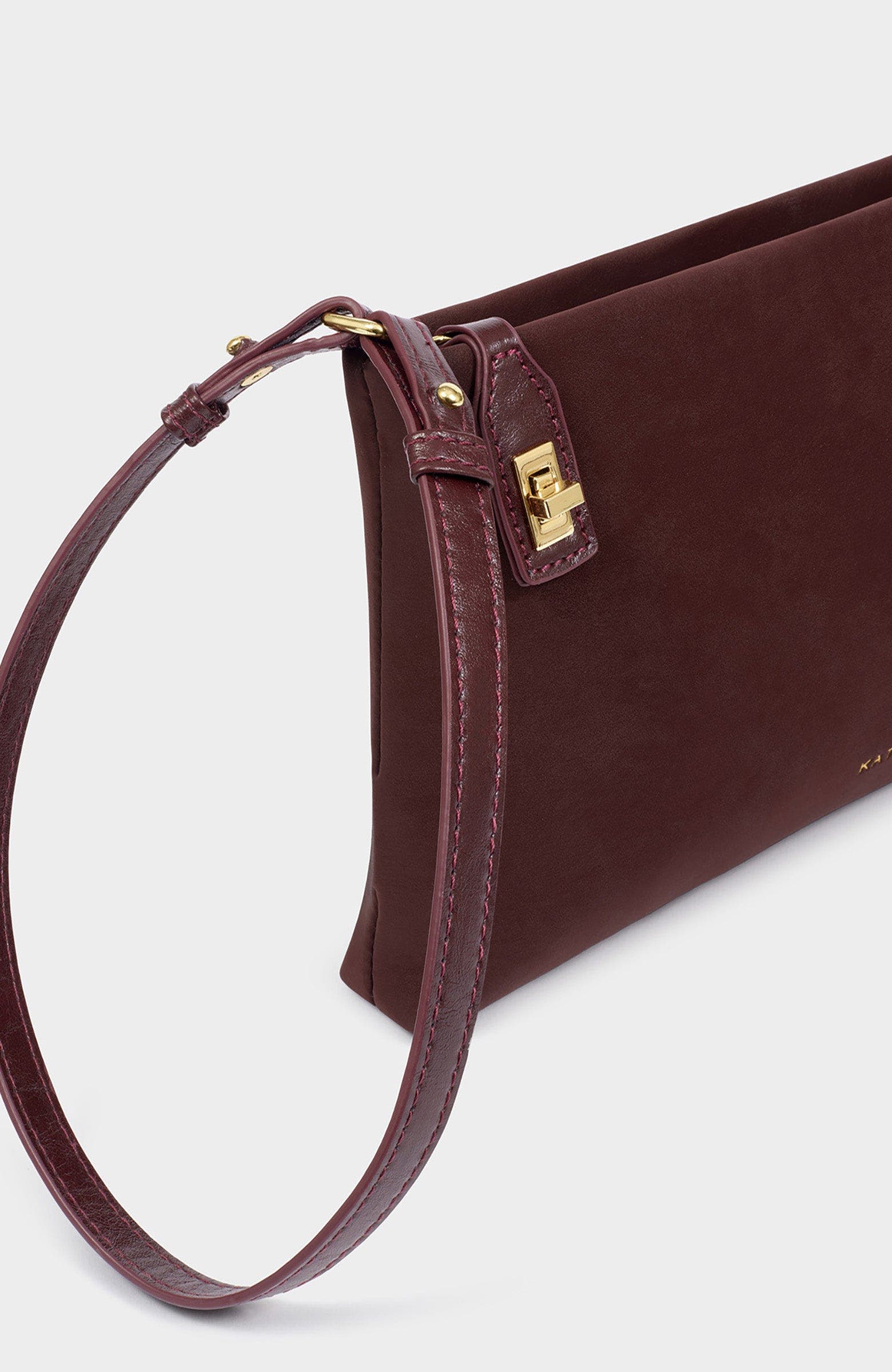 Orin Twist Lock Small Shoulder, Alternate, color, Cherry Suedette