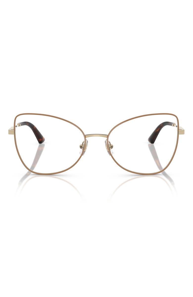 Jimmy Choo 55mm Butterfly Optical Glasses, Main, color, Pale Gold/ Biscuit / Demo Lens