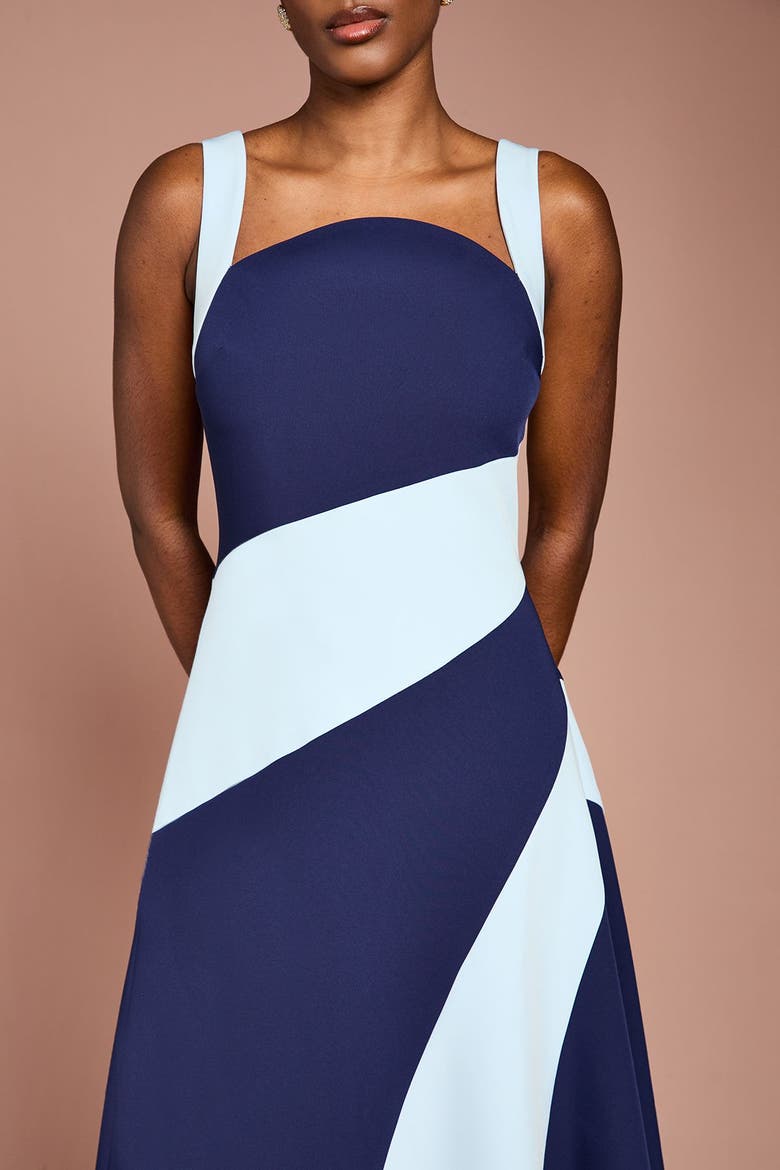 Colour Block Midi Dress, Alternate, color, Navy