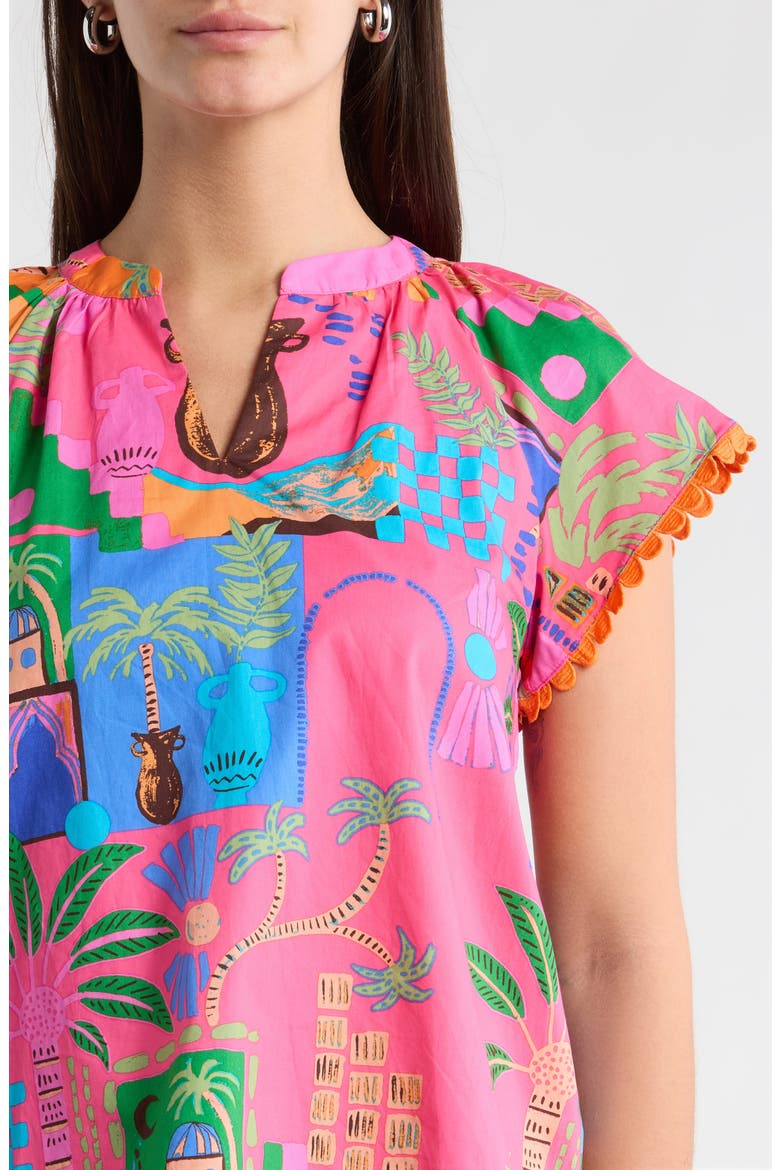 Lanus City Ayla Split Neck Top, Alternate, color, FUCHSIA-MULTI