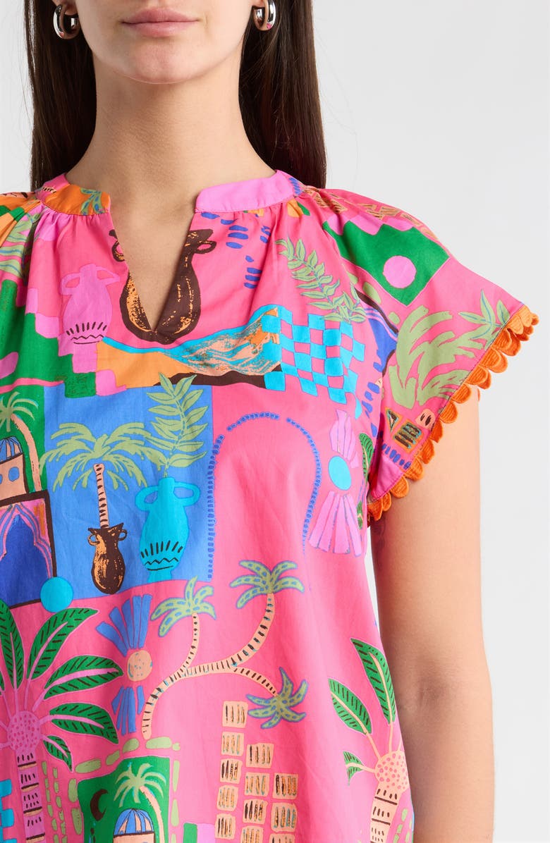 SUGARLIPS Lanus City Ayla Split Neck Top, Alternate, color, Fuchsia-Multi