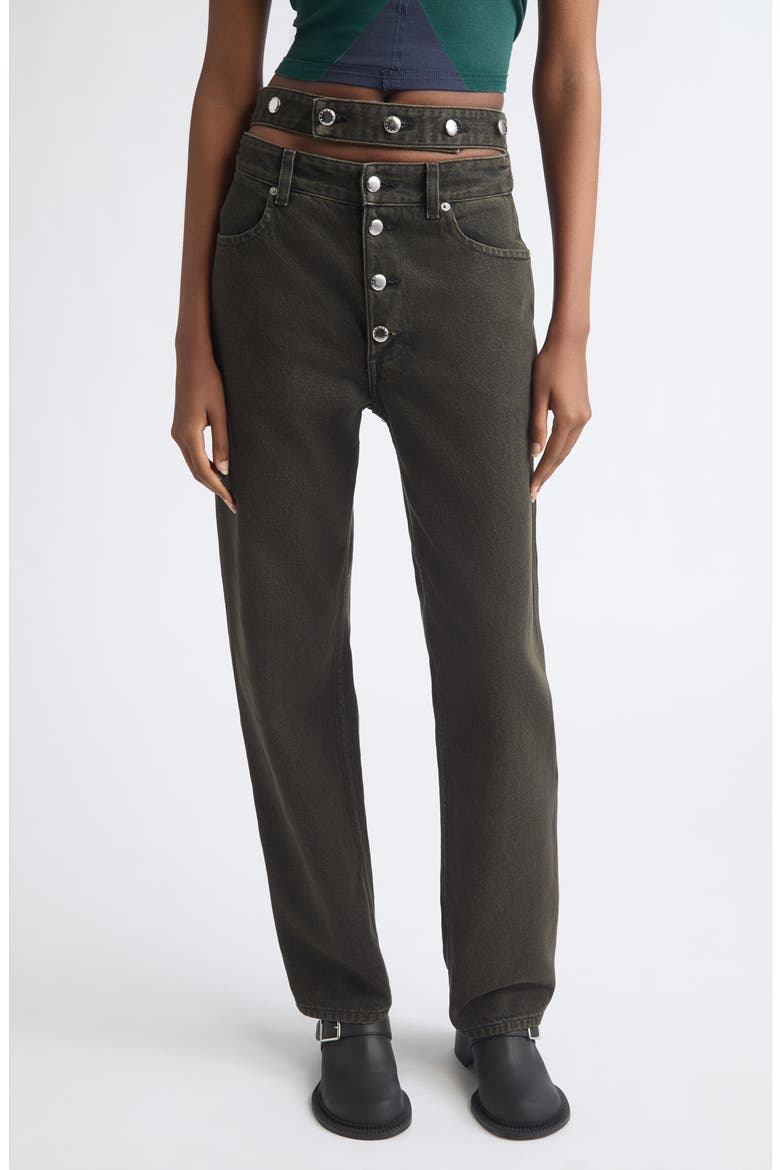 Shadow Double Waist Straight Leg Jeans, Main, color, SOOT