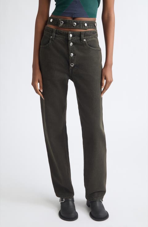 Shadow Double Waist Straight Leg Jeans